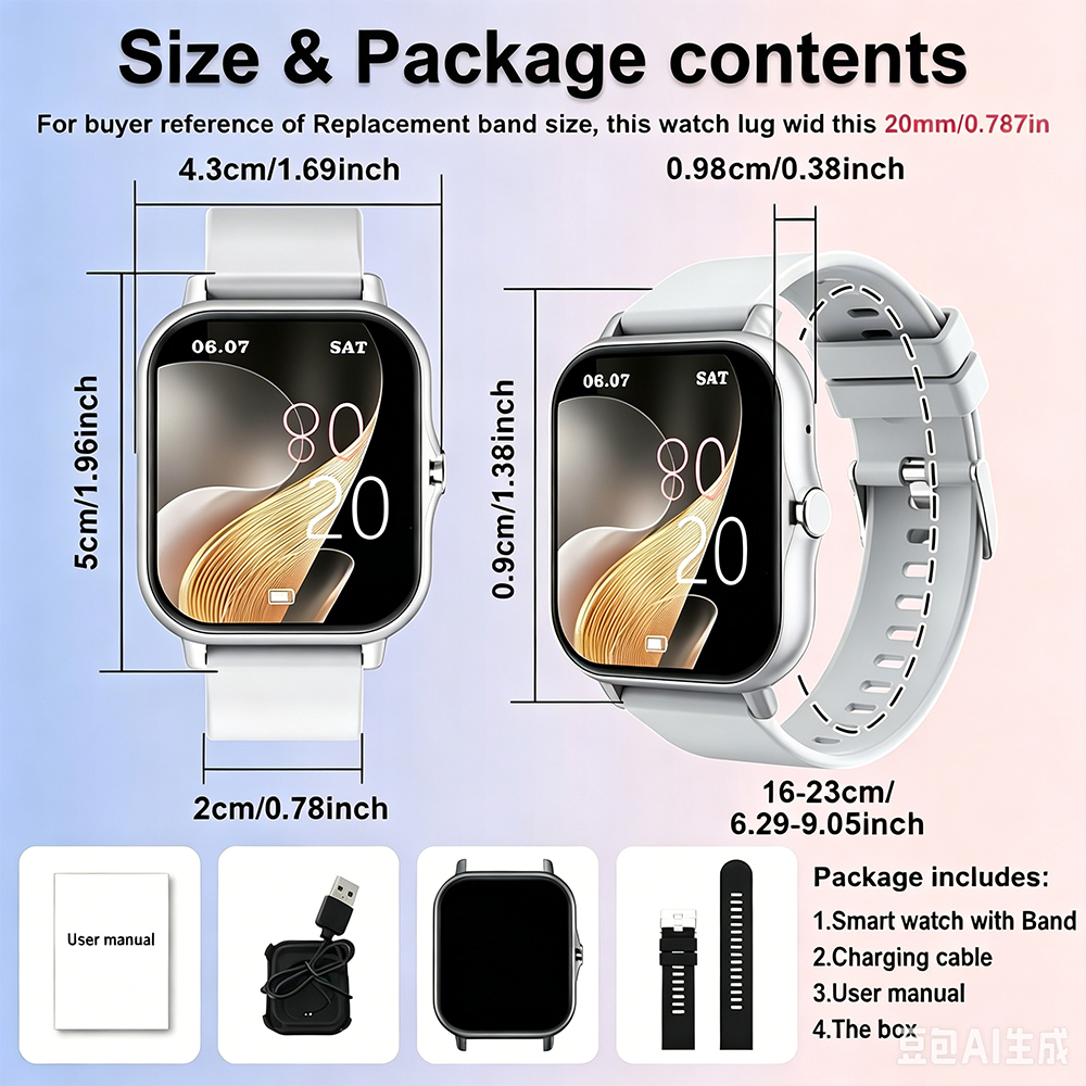 Latest Upgraded Fashion Design 1.83-inch Full-Screen Touchscreen Sports Smartwatch for Men and Women, Wireless Calling