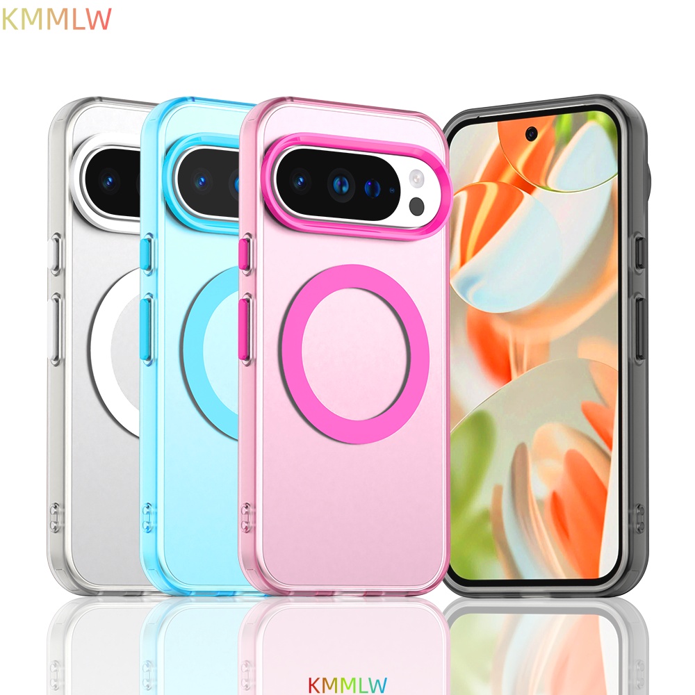 Magnetic Wireless Charging Case For Google Pixel 10 9 Pro XL 8A 9A 9Pro 8Pro Cover Candy Colors Transparent Back Shell Coque