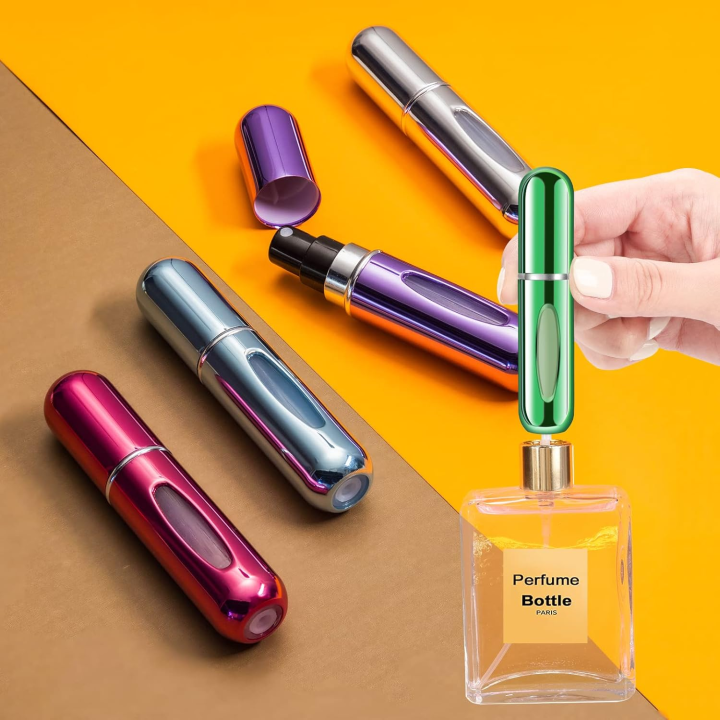 Portable Mini Perfume Refillable Atomizer Containers – Portable Perfume Spray Bottles, Travel Scent Pump Cases, Empty Fragrance Spray Bottles (5 ml) No Color Choice, Random Color price in Pakistan