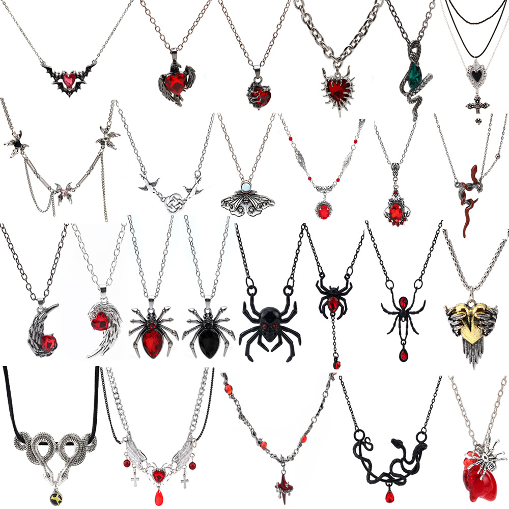 Gothic Punk Spider Snake Necklace Fashion Trend Cross Unisex Sweater Chain Halloween Jewelry Accessories  For Friends