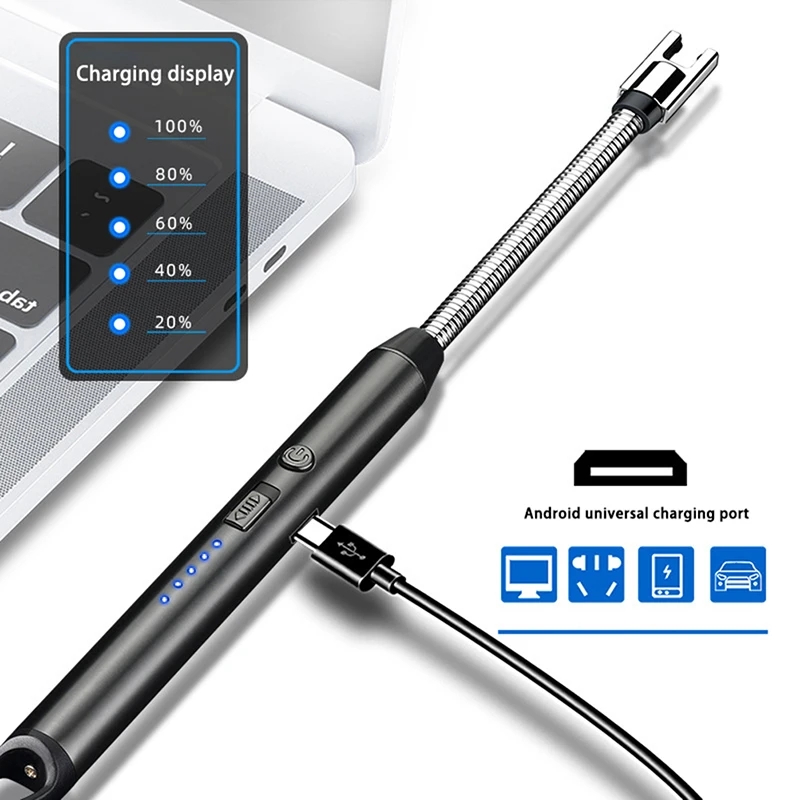 360° Outdoor Kitchen Lighter USB Rechargeable Portable Electronic Lighter Safety Lock Eco-friendly For Candles Gas Stoves