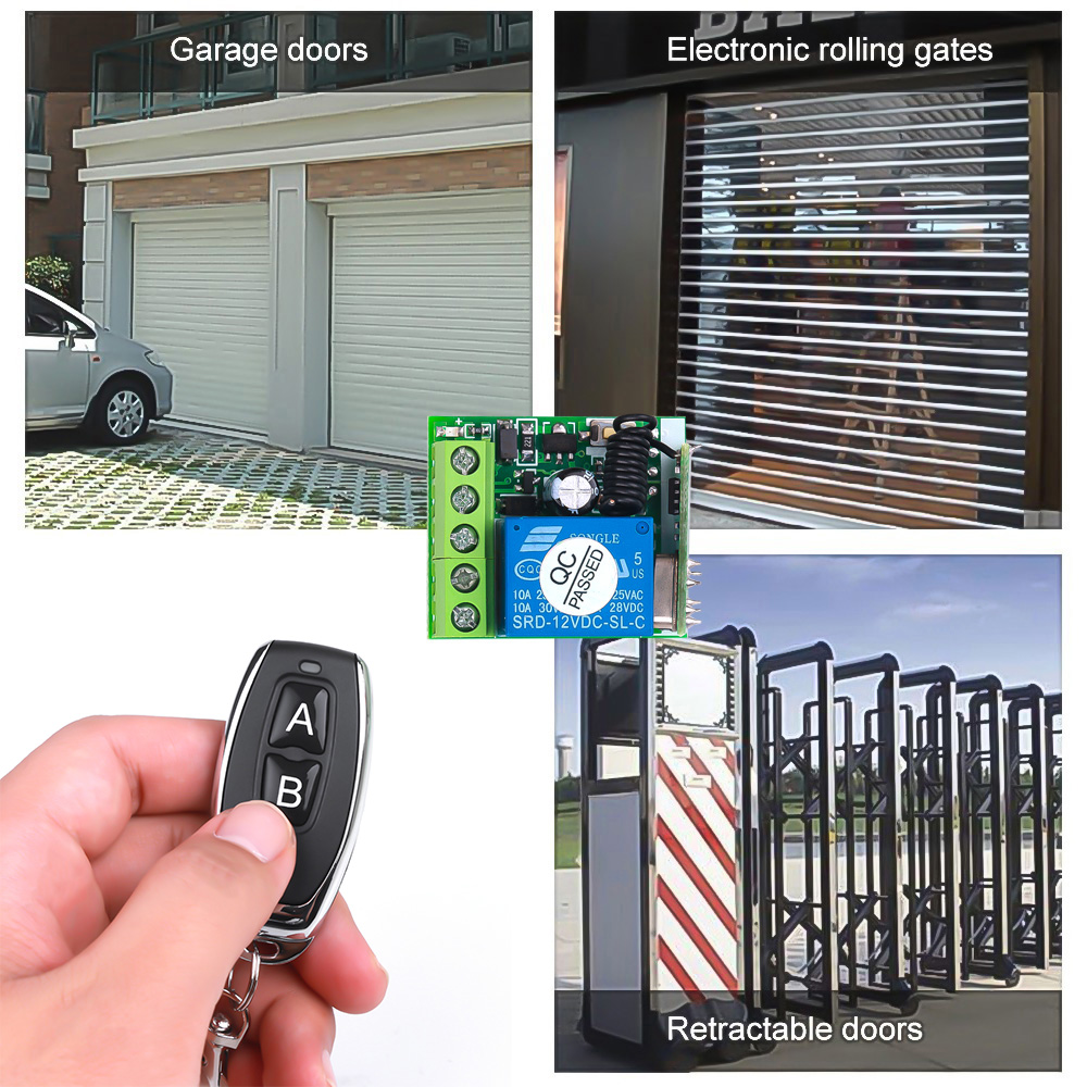DC 12V RF 433Mhz Wireless Remote Control Switch Relay 1CH Receiver Module For LED Door Electromagnetic Lock DIY