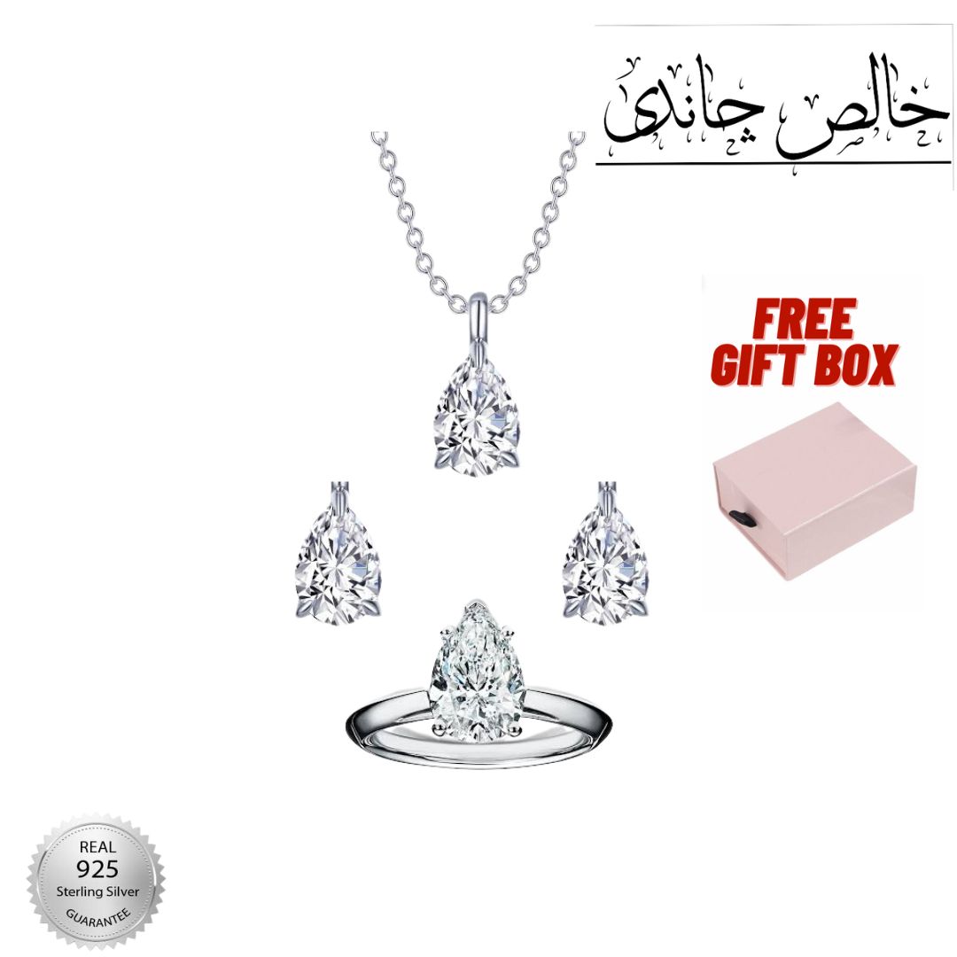 Pure Silver Chandi 22ct Pear Shaped Locket Set With Adjustable