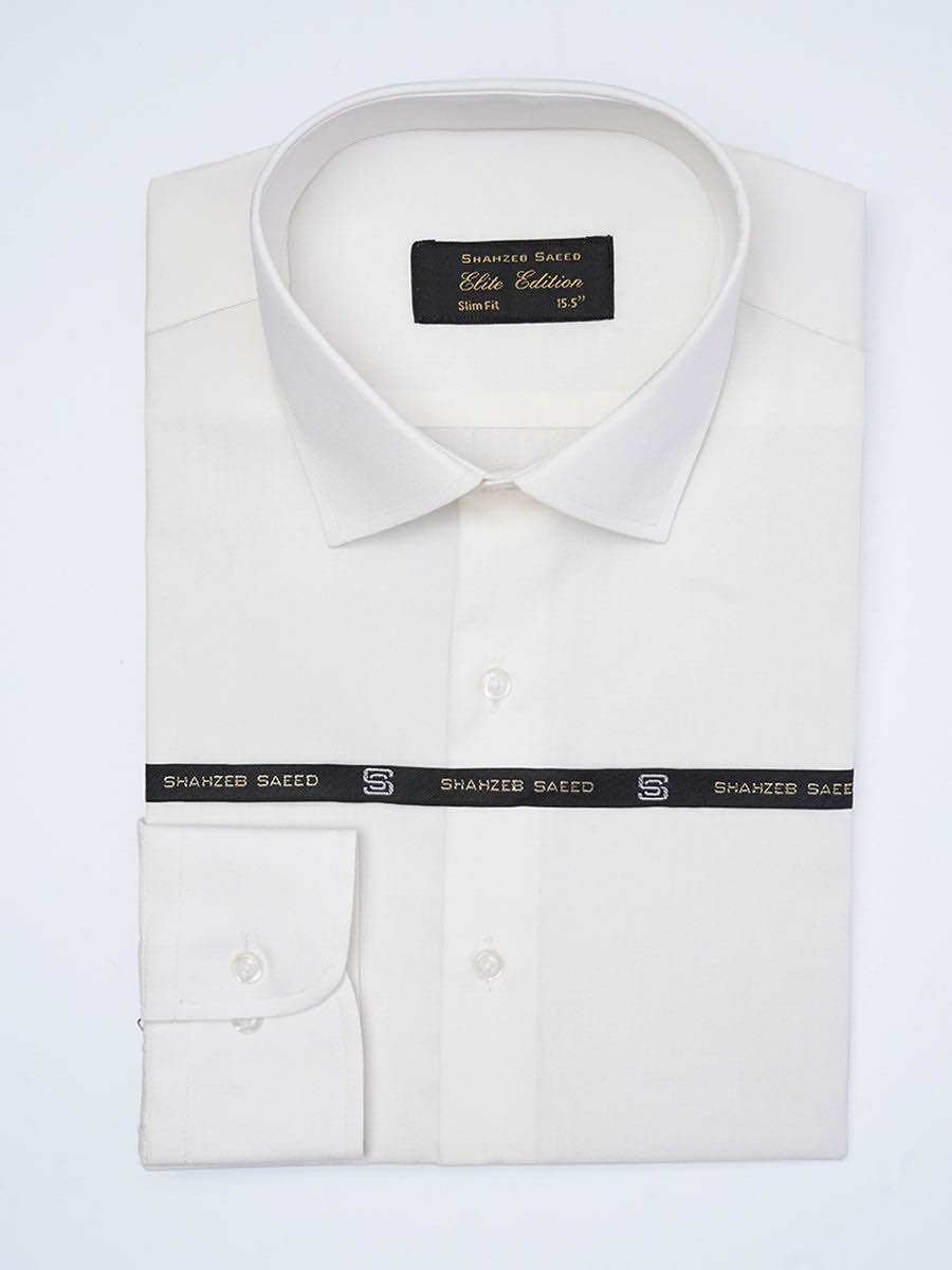 OFF WHITE PLAIN, FRENCH COLLAR, ELITE EDITION, MEN’S FORMAL SHIRT
