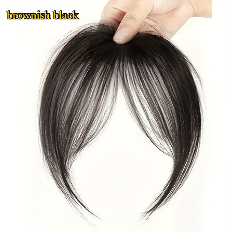 1 Pack of Bang Hairpiece for Women, Natural Top of the Head, Frontal Area, Synthetic Hair, Angular Air-Curled Bangs.