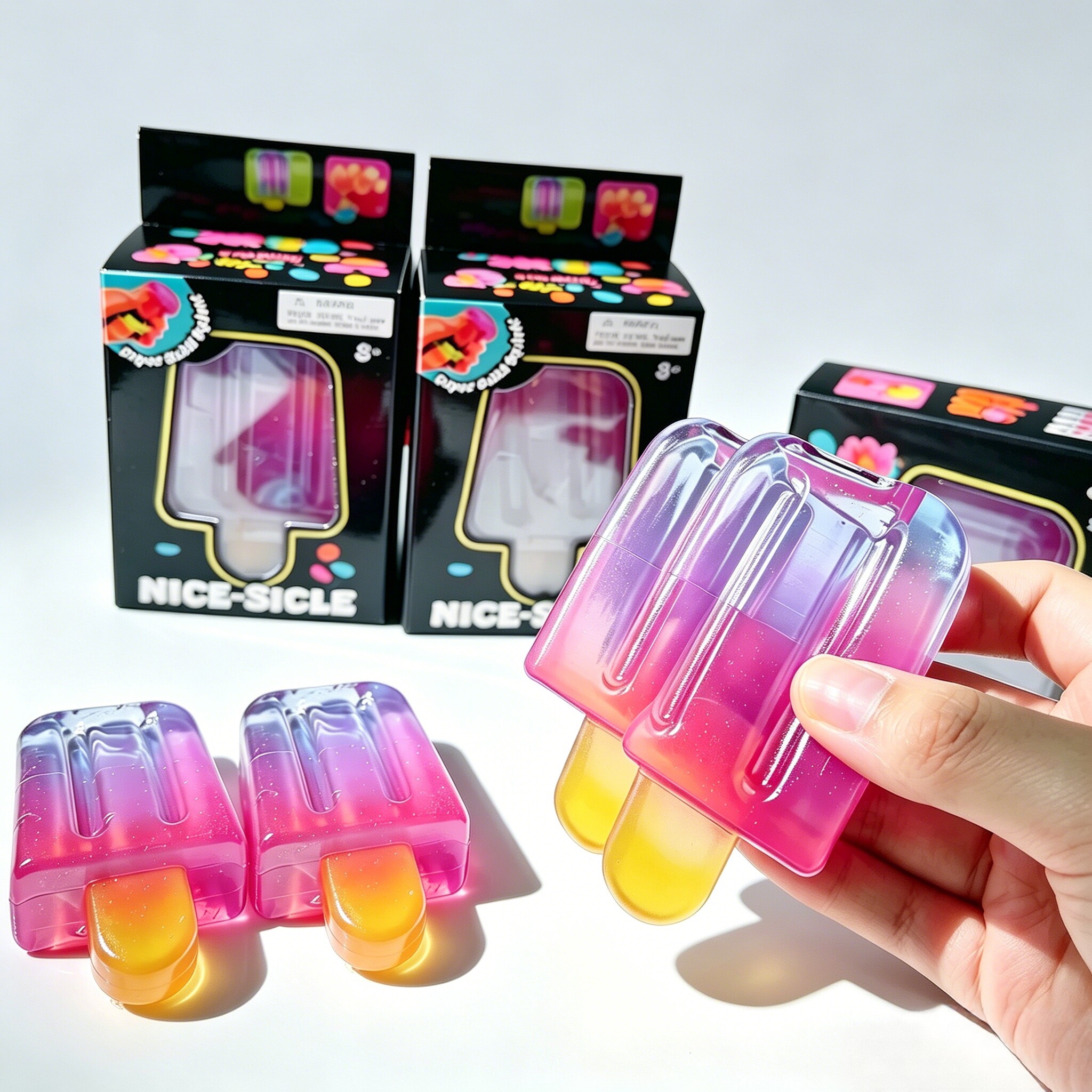 Gradient Liquid Filled Popsicle Squishy Toy Stress Relief Hand Squeeze Gadget Desktop Ornament For Birthday And Holiday  Use