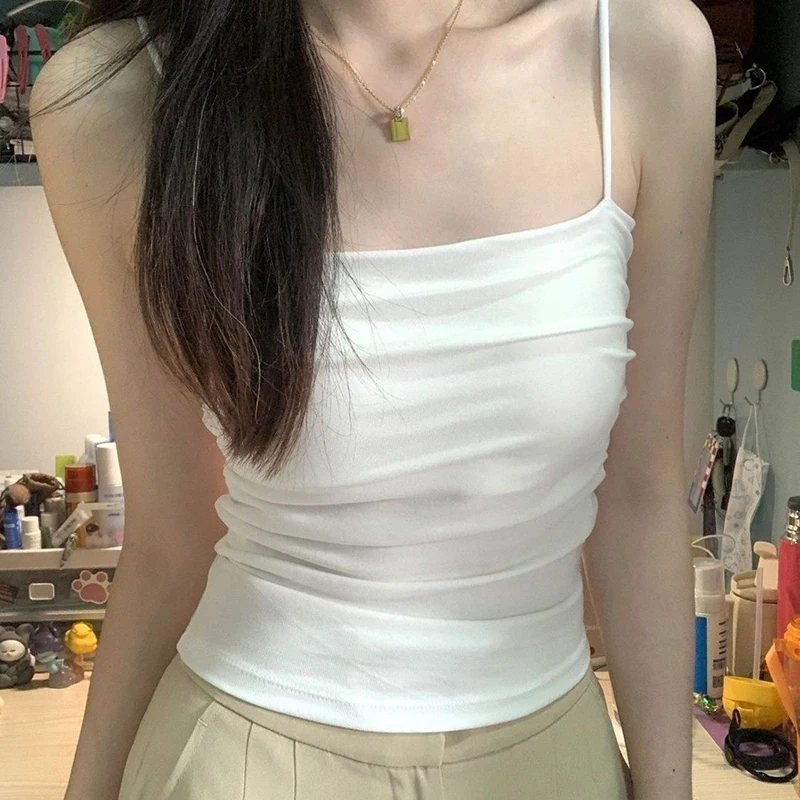  Sleeveless Tank Tops Women Casual Vest Crop Camisole Seamless Sports Underwear with Chest Pads Summer Female Bra Lingerie