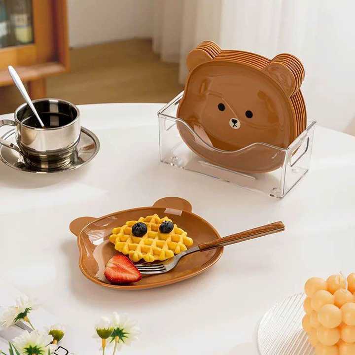 8 Pcs Creative Bear Plates | Cute Bear Shape Serving Plates | Kids Dinnerware Plates | Snack & Dessert Plates Set