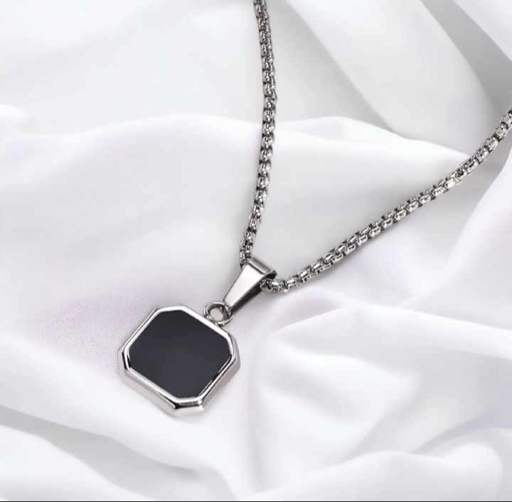 "Stainless Steel Cube, Rectangle & Square Neck Chains Necklace: Modern Accessories for Boys & Girls - Elevate Your Style!"