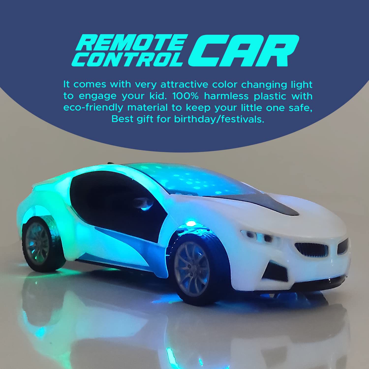 Remote Control Car Chargeable 3D Remote Control Lighting Famous Car Remote Car for Kids 4 Function Racing Car (3+ Years, White)