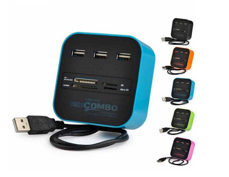 High Speed USB Hub 2.0 3 Ports With Card Reader Mini Hub USB Combo USB Splitter Adapter For PC Laptop Computer