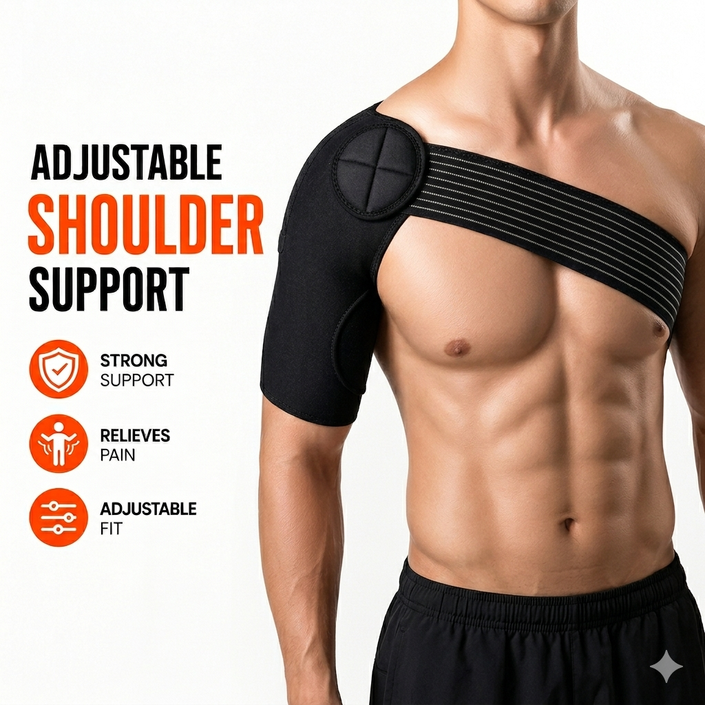 Denovo mart Adjustable Left/Right Elastic Shoulder Support Bandage Protector Brace Joint Pain Injury Shoulder Strap Guard Strap Wrap Belt