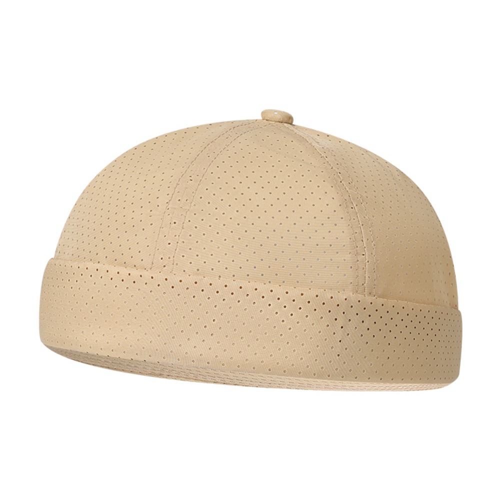 Retro Brimless Docker Cap Quick Drying Adjustable Landlord Hat Solid Color Breathable Skullcap Unisex