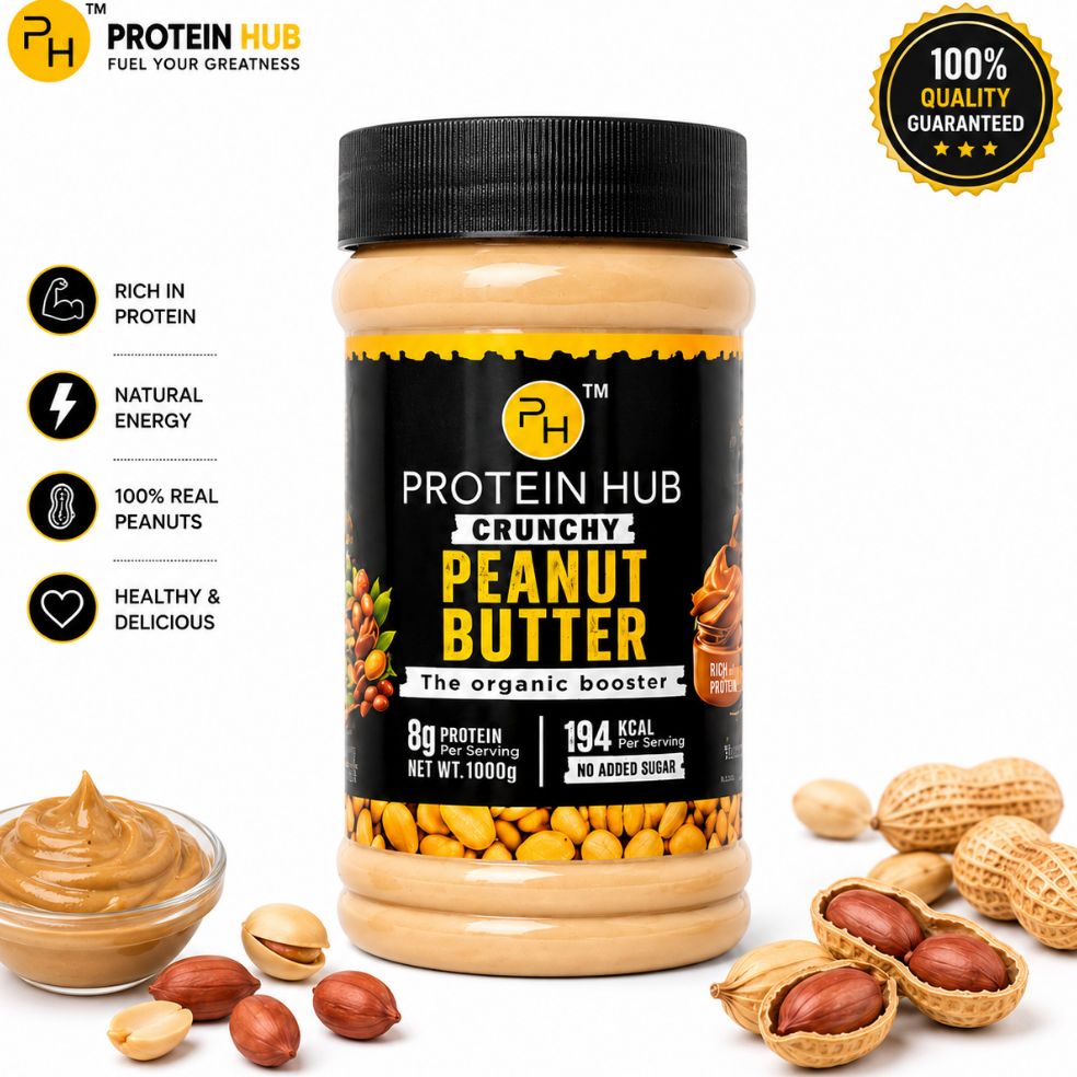 Protein Hub Crunchy Natural Peanut Butter – Keto-Friendly | 1 kg