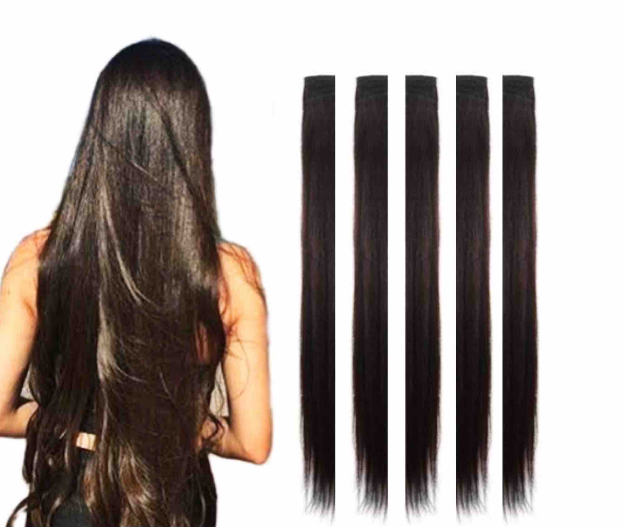 5 single clips long hairs strips - Dark brown single clip hair extension  for girls: Buy Online at Best Prices in Pakistan 