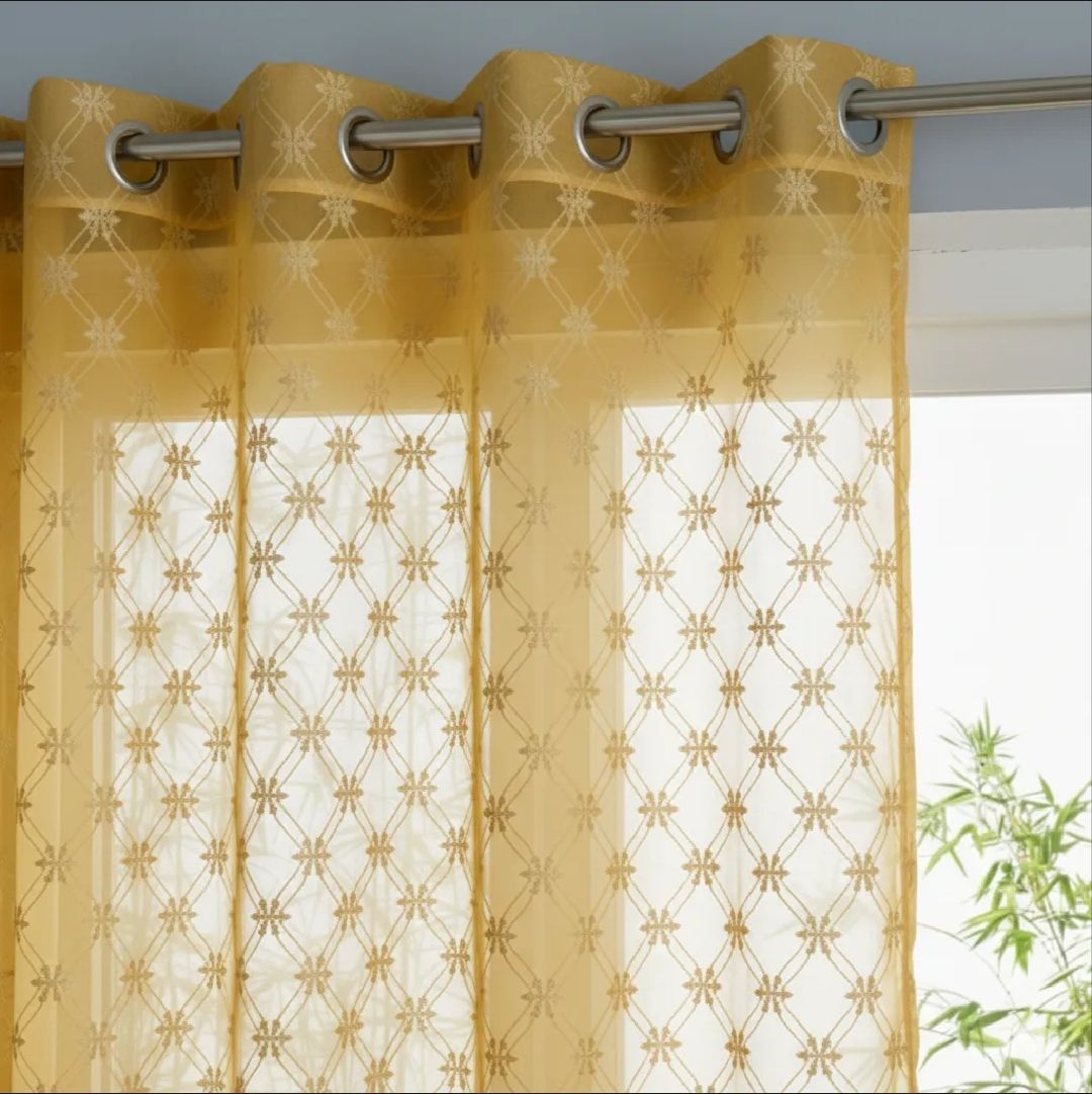 Premium Sheer Net Curtains for Windows & Doors | Classic Embroidered Look | Light Filtering and Easy to Install | length 92 and width 54