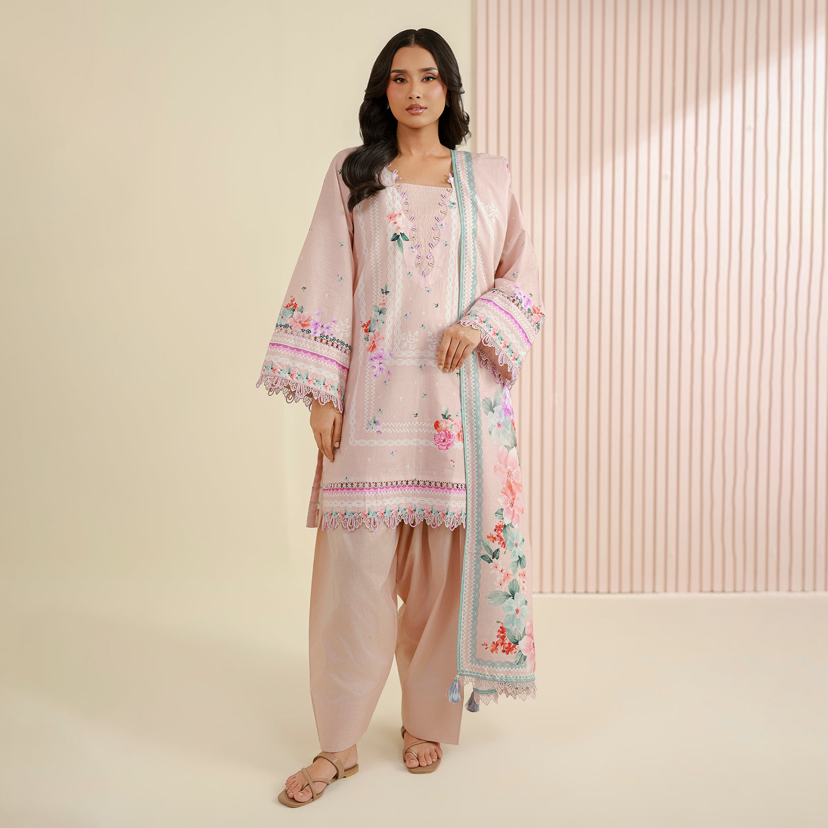 Zellbury Unstitched 3 Piece Lawn Shirt Shalwar Dupatta - 0953 Suit For Women - Cambric Bottom Lawn Dupatta - Essential Unstitched Collection - Unstitched Fabric For Women - Summer - Aug Arrivals