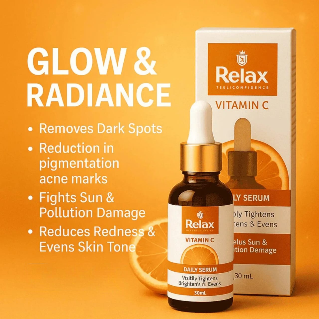 Relax Vitamin C Daily Serum 30ml - Brightening Tightening And Even Tone Formula price in Pakistan