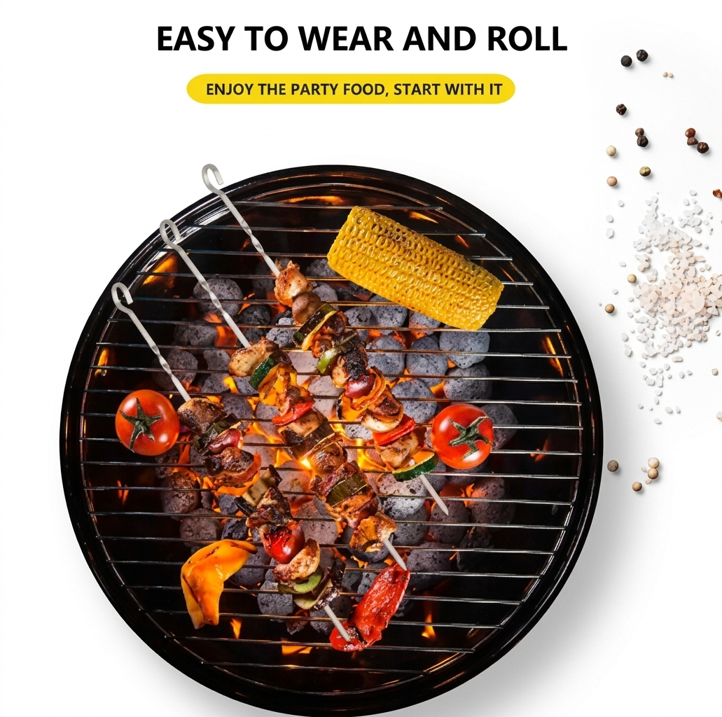 Stainless Steel BBQ Skewers 6Pcs