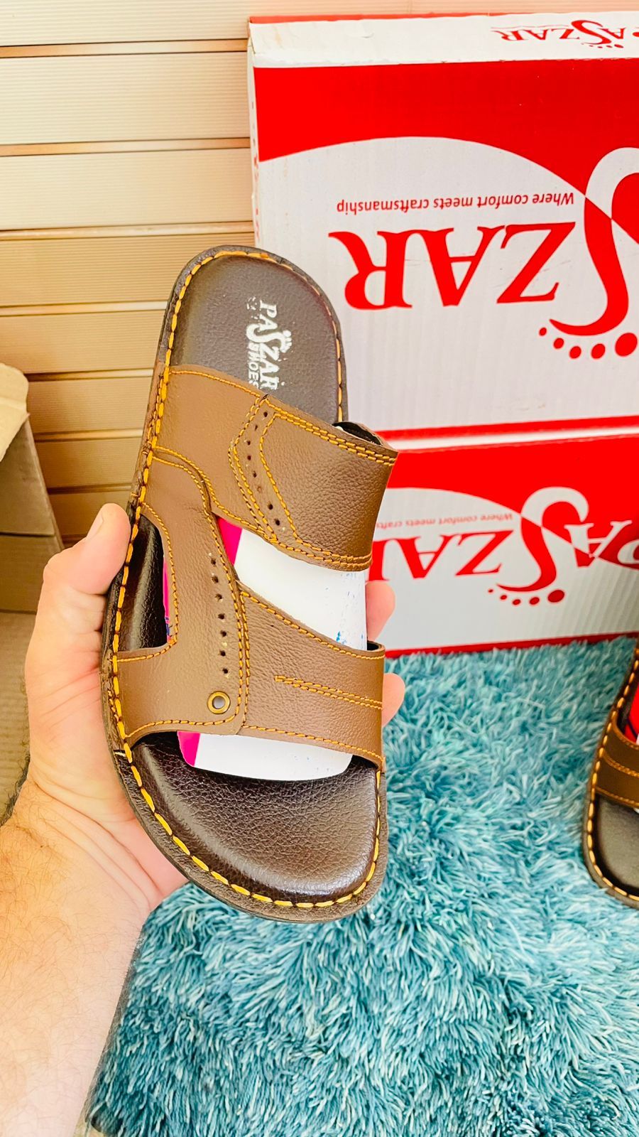zezoo Classic Comfort Leather Sandals" Hand made PU Sole  for party and office& Camelo Sandal Best quality