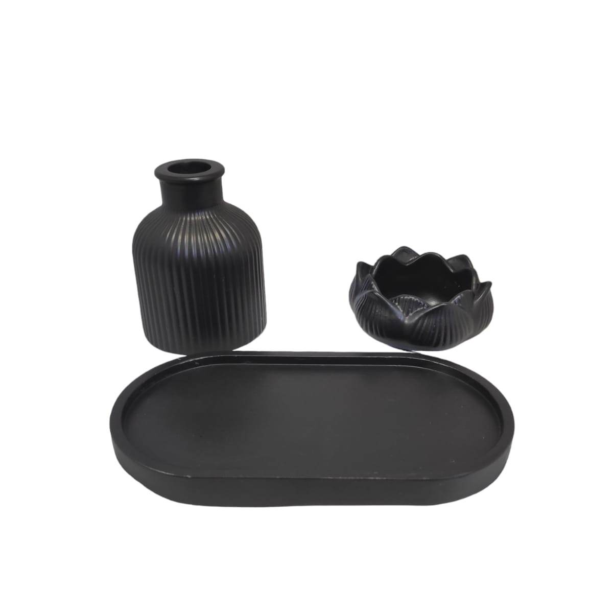 3 pcs minimal decor (1 mini vase+1 lotus jar+ovel tray)best for home decor