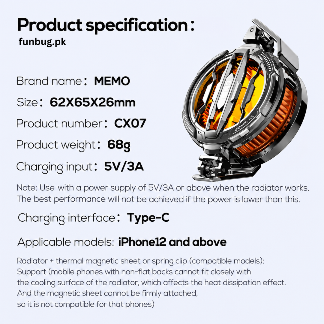 FunBug AL19 Mobile Phone Cooler Collection - Magnetic Semiconductor Cooling Fan & Back Clip Radiator for PUBG Free Fire Gaming | Instant Freezing Heat Sink for Smartphones & Tablets - 100% ORIGINAL