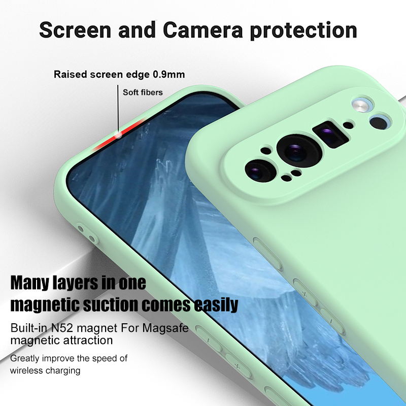 Original Liquid Silicone Candy Color Magnetic Charge Skin-friendly Case For Google Pixel 11 10 9 Pro XL 8 7A/Pro Protector Cover