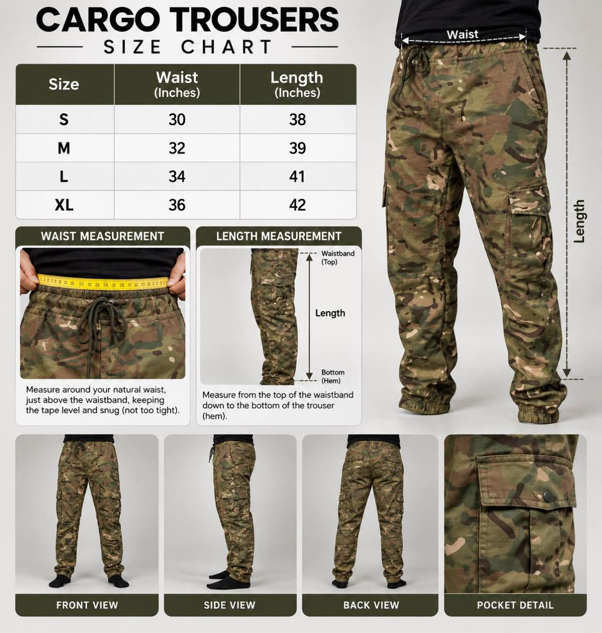 Men's Camo Cargo Pants Lightweight Wild Army Military Outdoor Trousers with 6 Pockets / Camo Pants Cotton Casual Work Hiking Pants with 6 Pockets