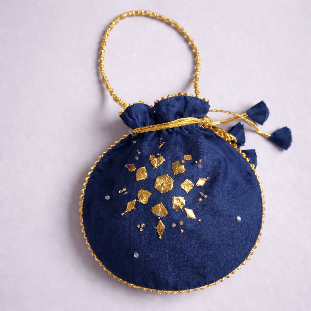 Fancy embroidered clutch/potli bag for wedding parties designer traditional potli gol bag with Handmade Gota work