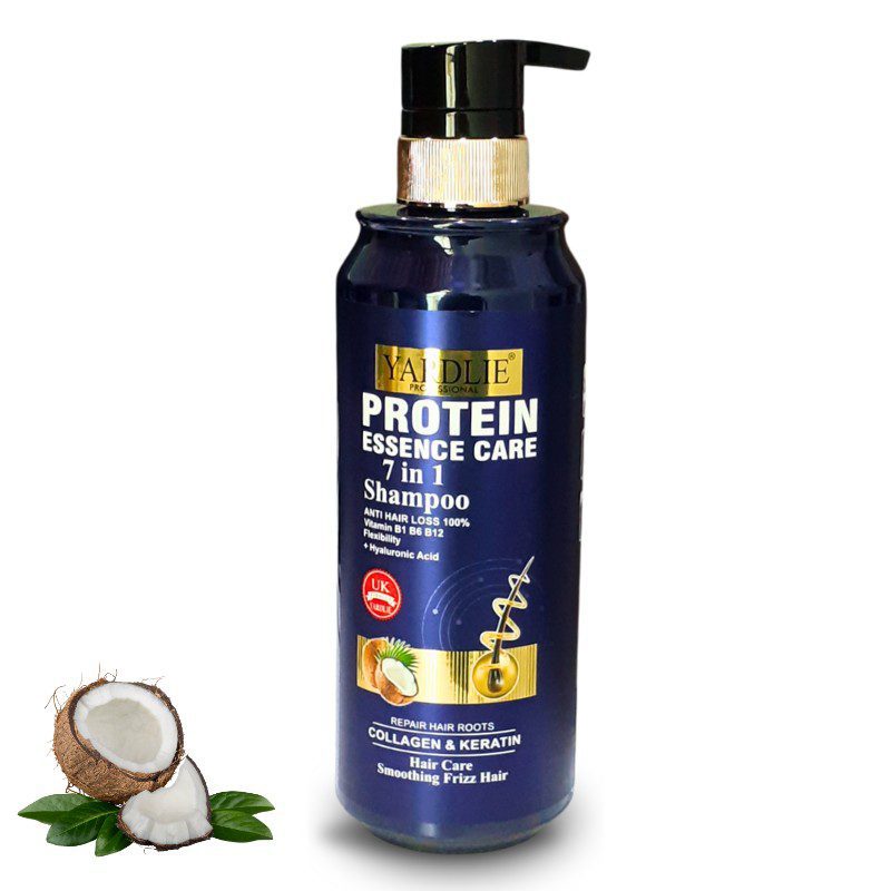 Yardlie Protein Essence Care 7 in 1 Shampoo features a blue 500ml