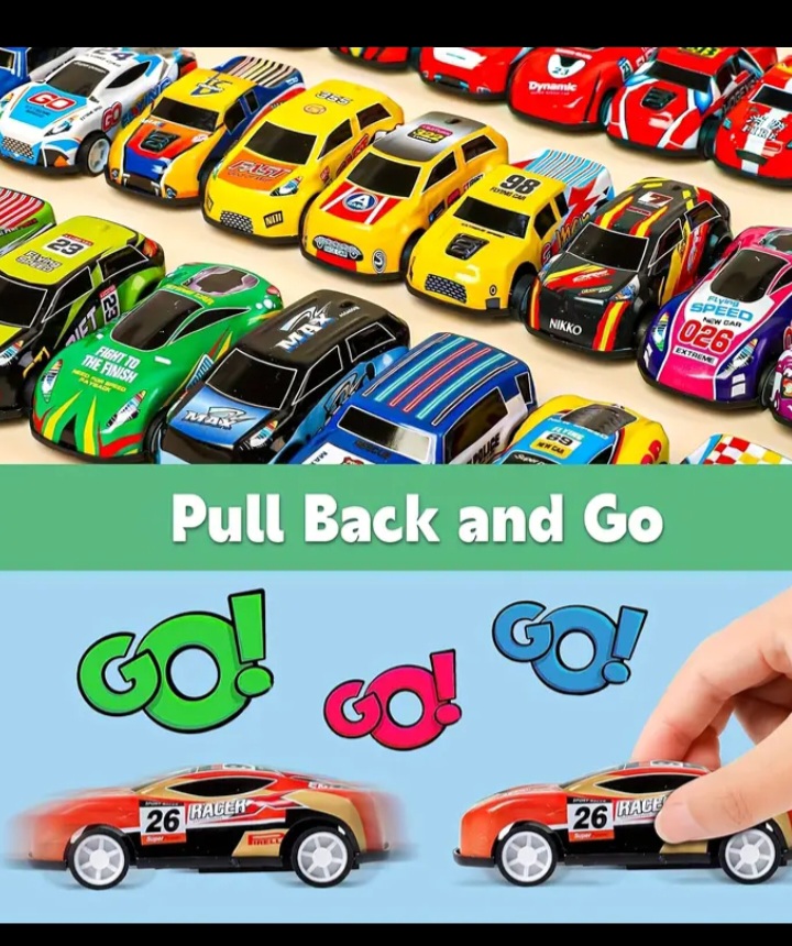 50pcs Alloy Mini Pull Back Toy Car, Pull Back Car Toy Set, Mini Racing Vehicle Toy Model, Nice Birthday Gift for Kids box pack