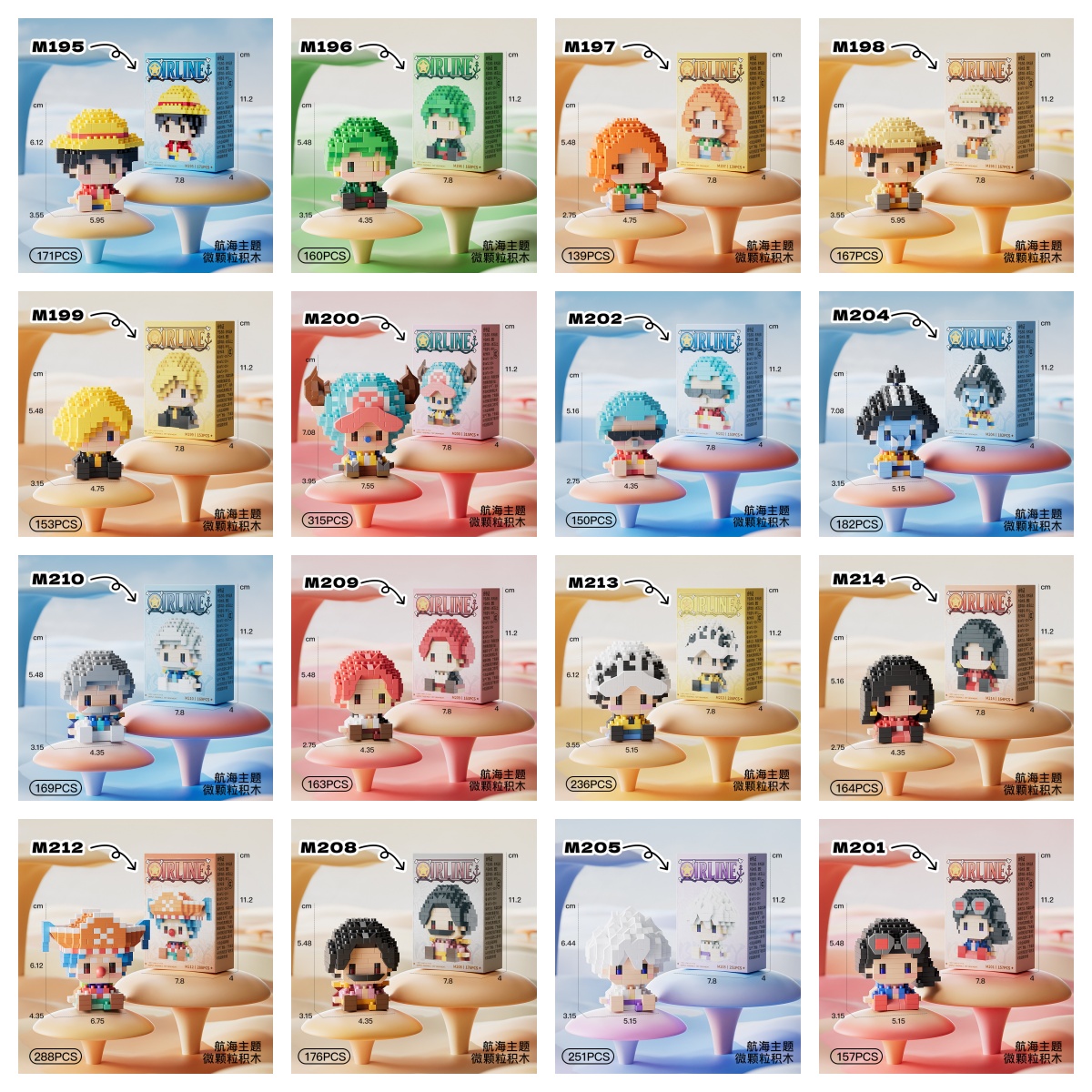 ONE PIECE Sun God Nika Luffy Micro Building Block Chopper Ace Buggy 3D Anime Model Assembly Mini Bricks Figure Toys For