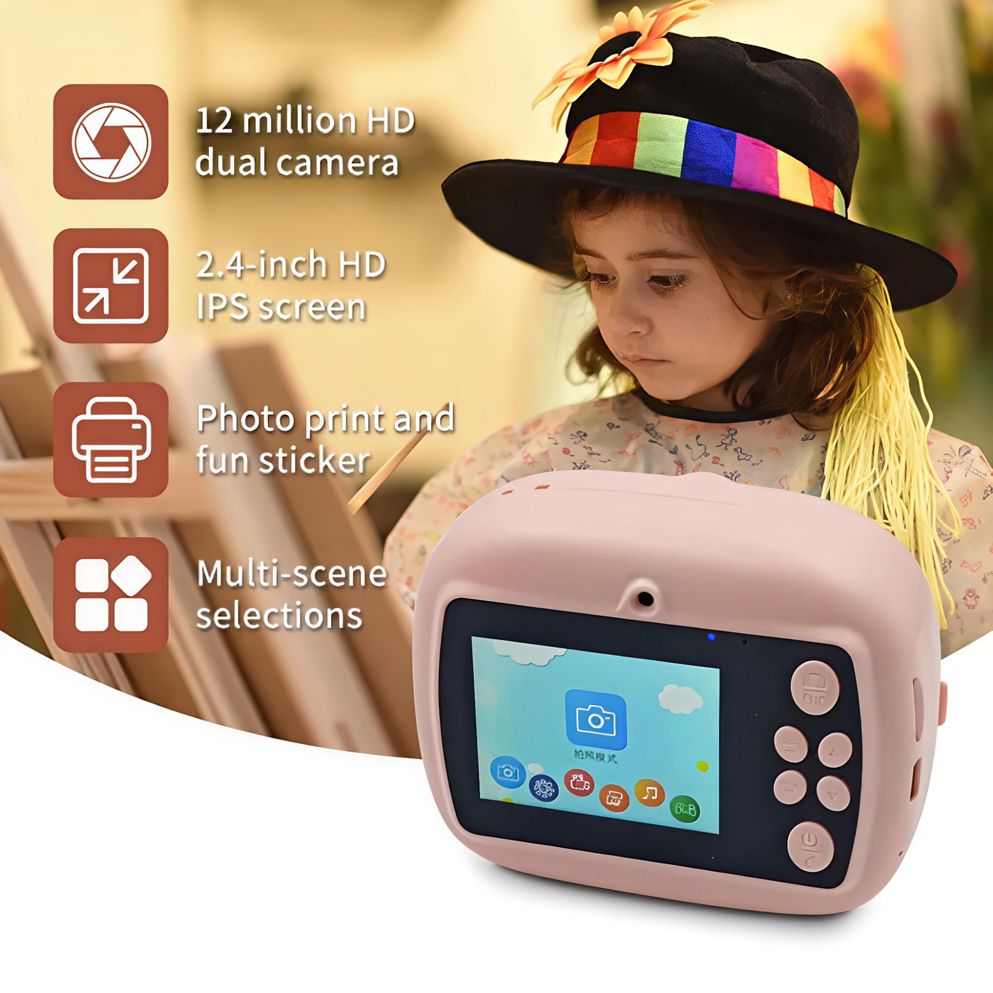 DIY Instant Digital Camera Capture Videos & Pictures Instant Print Built In Rechargeable Li-Lon Polymer Battery With Expandable Memory Camera For Kids Get Print Of Picture Instantly Digital Printer Camera With Games Portable Mini Printer Camera