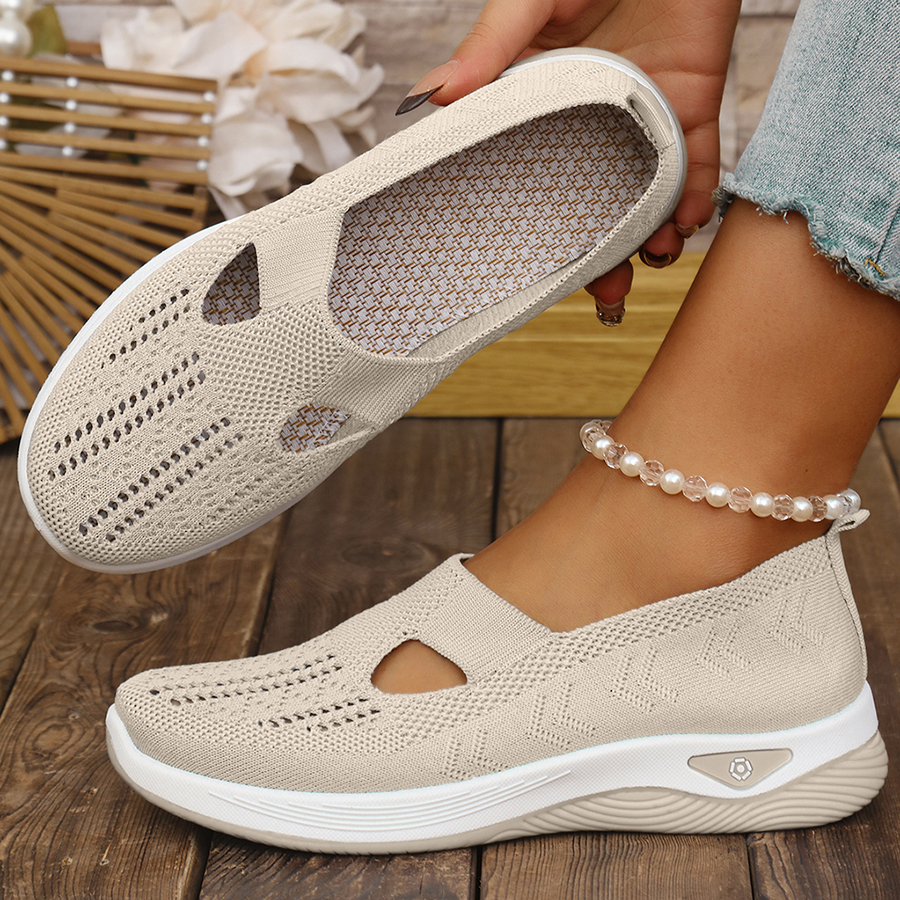 Womens Spring Summer Knit Slip On Sneakers Breathable Mesh Casual Shoes with Arch Support Machine Washable Multi Colors