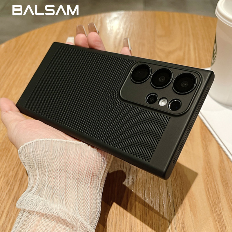 Mesh Heat Dissipation Breathable Case For   S23 S22 S21 Note 10 Plus 20 Ultra S20 FE A73 A53 A52 A54 Hard PC Cover