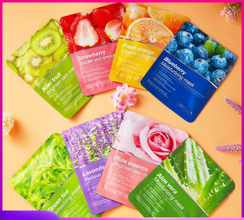 BIOAQUA Plant Fruit Face Mask – Hydrating, Moisturizing, Nourishing Face Mask Sheets for Glowing Skin | Facemask Sheet Pack for Girls, Boys, Men | Skincare Facial Care | Facemasks for Girls, Facemasks for Men, Facemasks Sheet, Face Masks for Boys