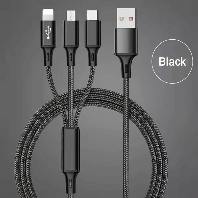 3 in 1 120W Type C Micro USB Data Cable Fast Charging Liquid Silicon Universal for All Smartphones 1.2m