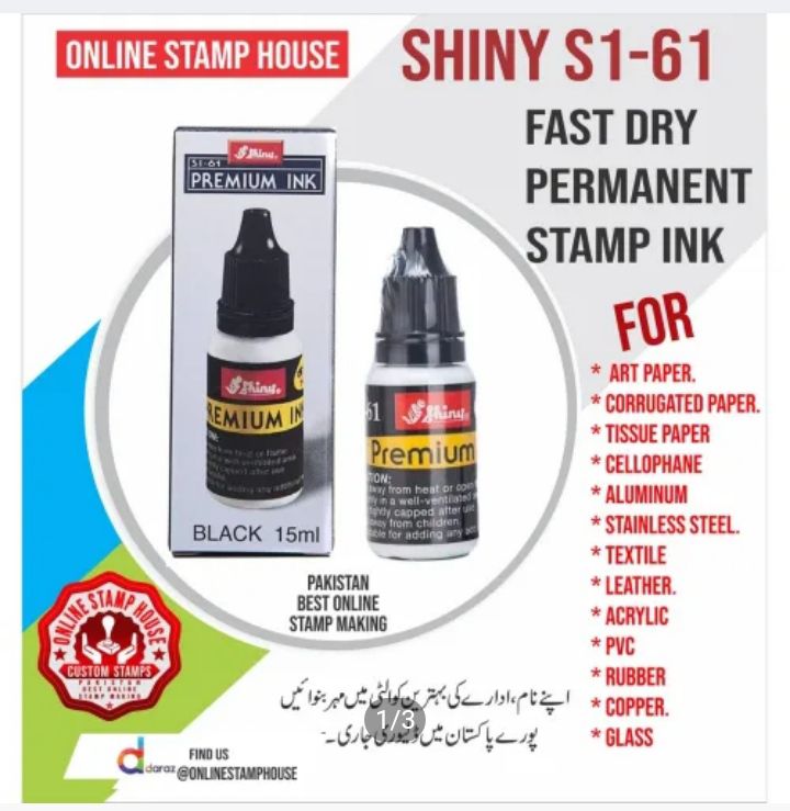 Shiny SI-61 Premium Permanent Stamp Black Color 15ml fast permanent stamp ink for plastic, glass , wood etc: Buy Online at Best Prices in Pakistan | Daraz.pk