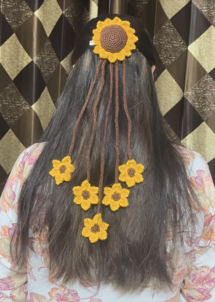 Handmade Crochet Flower Parandi Hair Braid Extensions with Tassels, Multicolor Floral Design, Trading Hair Accessory, Combo Set