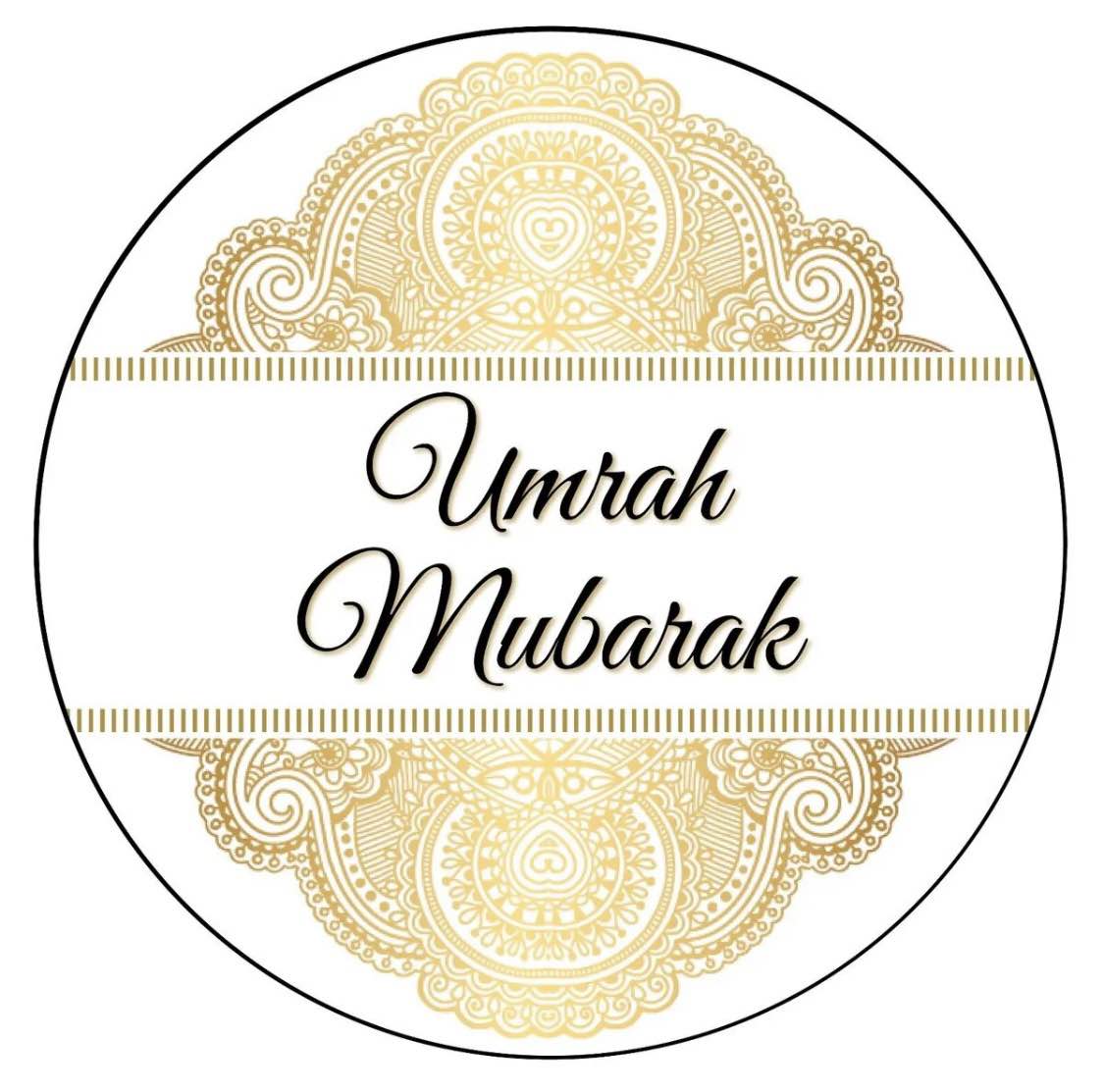50 Pcs Umrah Mubarak Stickers | Islamic NON PERSONALISED Labels | 1.5 Inch Round Stickers for Umrah Gifts, Favors & Decorations