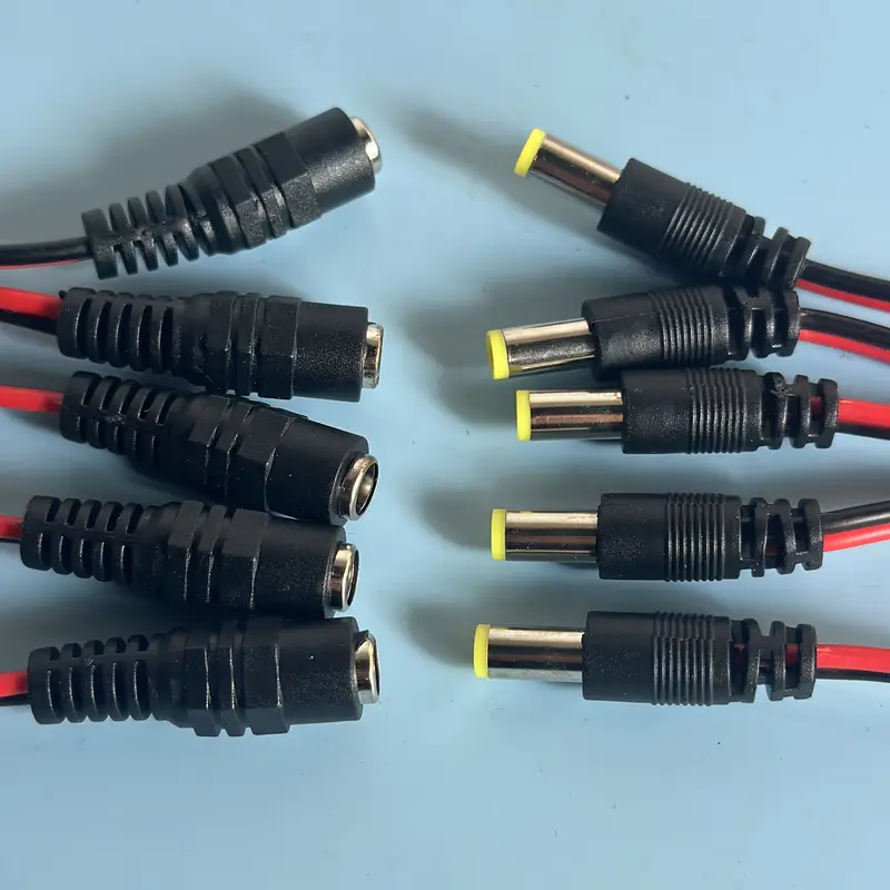 5 Pairs DC Power Plug and Socket Cable (5 Pcs Plug 5 Pcs Socket) 2.1mm X 5.5mm Jack Cable Wire Line Adapter Male Female DC Pigtail Connectors For CCTV Security Camera , Router and DIY project