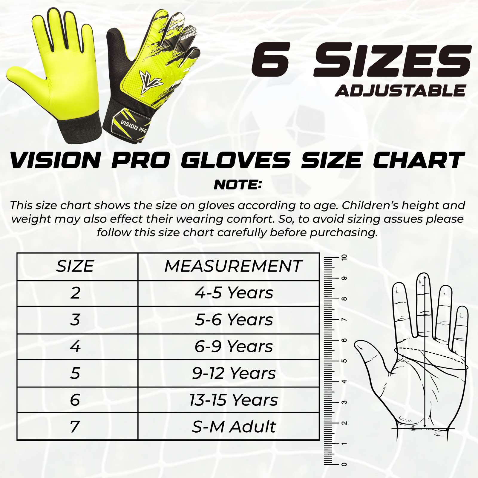 Kids Goalkeeper Gloves Soccer Goalie Football Glove Super Grip Double Wrap Wristband Training Gloves youth Sizes For Boys and Girls
