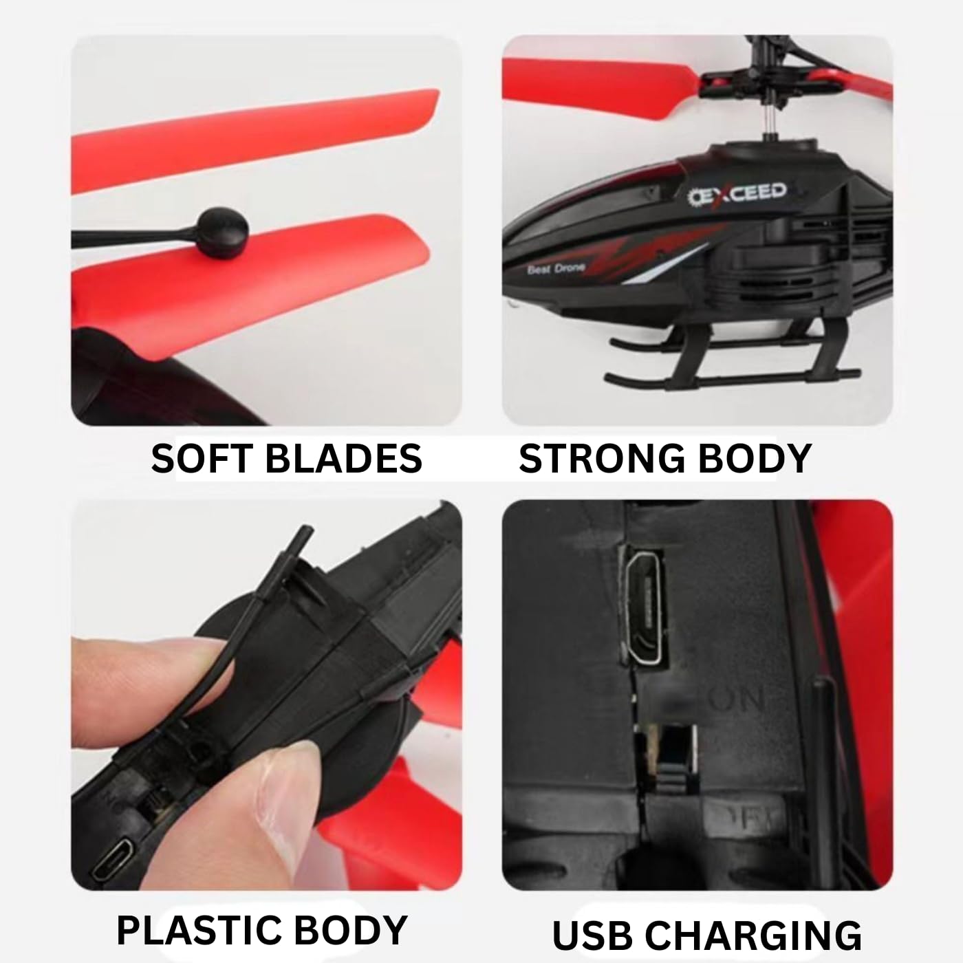 Gravity Sensor Toy Remote Control Helicopter for Kids Age 4+ Years, Indoor Palm Sensing RC Helicopter Rechargeable Helicopter with LED Lights I Pack of 1 I Multicolour