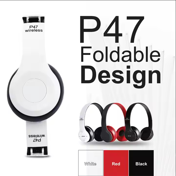 Wireless Headphones, P47 Bluetooth Foldable Headset with Microphone Support FM Radio TF for PC TV Smart Phones & Tablets Etc