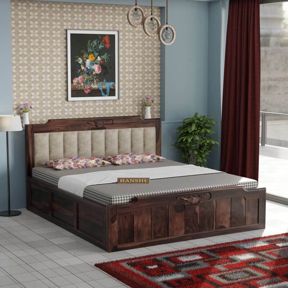 Banshi Solid Sheesham Wood Double Bed with Box Storage |