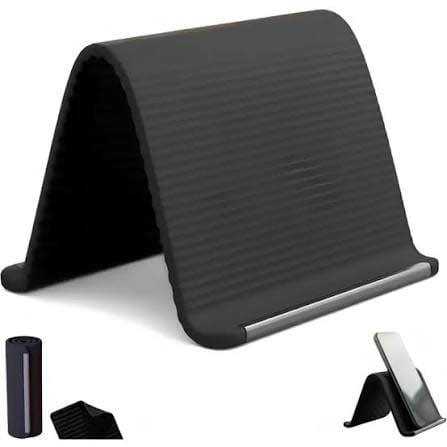 Flexible Bendable Mobile Phone Stand (8x4 Inches) – Foldable Multi-Angle Adjustable Desktop Holder for Smartphones & Tablets (Black)