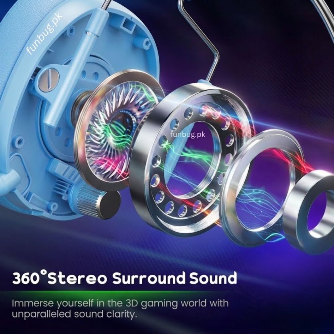 【Professional】 G60 Gaming Headphones Rgb with Mic for PC, Pubg Mobile, PS4, Laptop - 360 Surround Sound Super Bass Vibration Over the Ear Wired Head Phones Headset for Gaming with Noise Cancelling Micophone - By FunBug