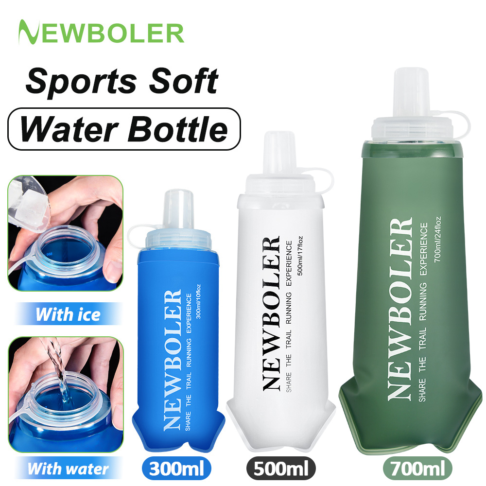 NEWBOLER TPU Outdoor Sport Folding Soft Flask Drink Portable Water Bottle for Running Camping Hiking Bicycle Fitness Water Bag