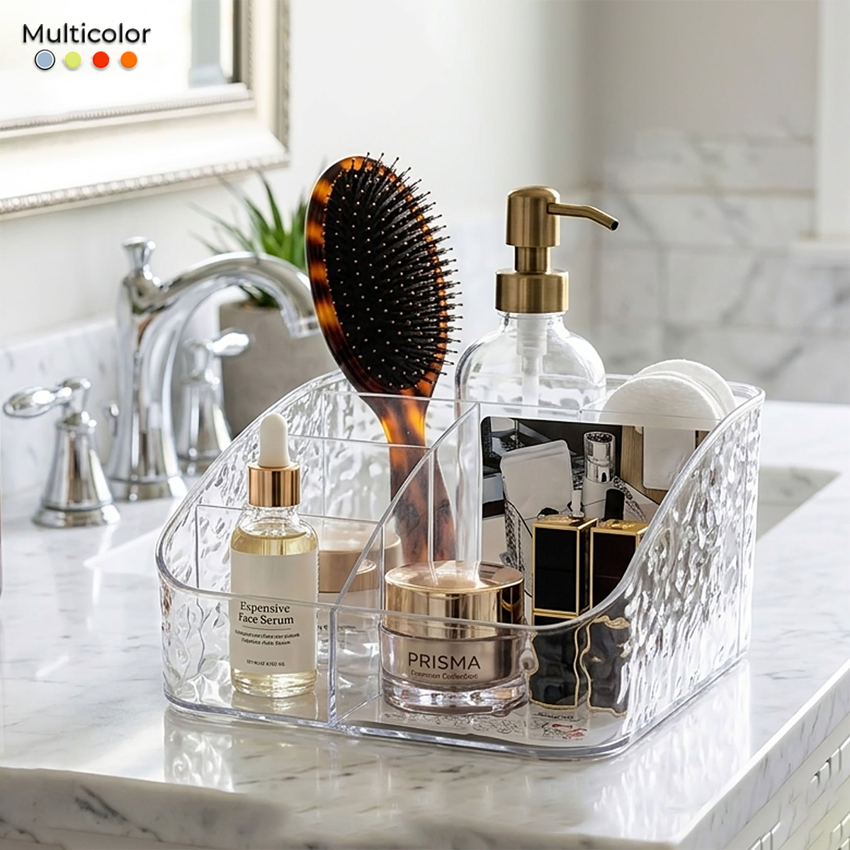 Makeup Organizer Acrylic Multi Grid Storage Rack Cosmetic Shelf Make Up For Dressing Table Bathroom Perfume Beauty Tool Organizers Space Saver Box