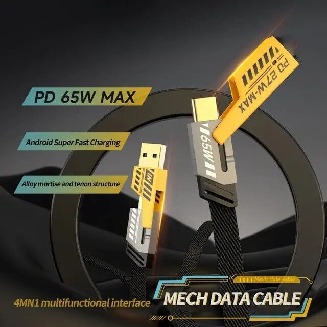 Usb To Type C Pd Charging Cable Nylon Braided C To C C To Lightning Usb A To C And Usb A To Lightning Durable Design Fast Charging And Data Sync For Multiple Devices 4 in 1 65 Watt
